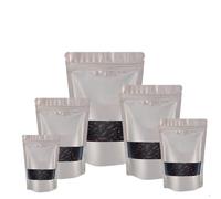25pcs Window Standup Bags With Window, Resealable Food Bags Ziplock With Window, Sealable Zipper Bags Reusable Mylar Baggies Heat Seal Packaging Bags for Food Storage (Window Silver Matt, 12x20cm)