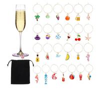 25PCS Wine Glass Charms, Wine Charms for Stem Glasses, Identifier Tags for Stem Glasses, Champagne Glass Charm Rings, Summer Beach Themed Drink Charm for or DIY Decorations and Party Decorations