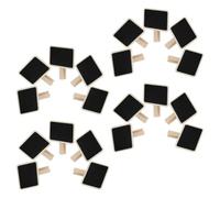 25pcs Wooden Mini Chalkboard Clips for Notes and Shelf Labeling | Rustic Square Design, Erasable Surface, Natural Wood Grain, Fits Tight Spaces, for Desks and Markets