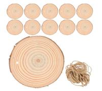 25pcs Wooden Ornament Blanks, Beige Circles with Jute Rope Set