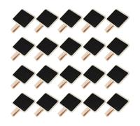 25pcs Wooden Square Chalkboard Clip Tags for Notes and Labeling | Rustic Natural Grain, Erasable Black Surface, Edge Grip, for Stalls, Home Use, Fridge Containers