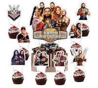 25pcs Wrestling Cake Decorations with 1pcs Cake Topper, 24pcs Cupcake Toppers for Wrestling Birthday Party Supplies
