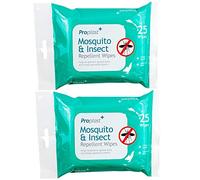 25pk Mosquito Insect Midge Repellent Wipes Tropical Formula Bite Deet Free - 2X Pack (50 Wipes)