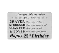 25th 25 Birthday Gifts for Women Men, 25 Year Old Birthday Decorations Gifts for Him Her, Meaningful Engraved Wallet Card Presents
