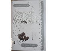 25th Anniversary Card ~ Congratulations On Your Silver Anniversary 25 Years Together ~ Modern Silver Hearts