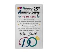 25th Anniversary Card - Stainless Steel Laser Engraved Wallet Insert - We Still Do - 25 Year Wedding Anniversary Romantic Gifts for Husband or Wife