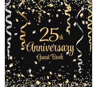25th Anniversary Guest Book: Gold & Silver Confetti | 25th Anniversary Party Guest Sign In & Message Book | Gift Log | Memory Keepsake
