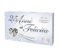 25th Anniversary Silver Confetti - Jordan Almonds Gift Box - Imported from Italy, 500 Grams