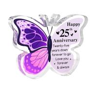 25th Anniversary Wedding Gifts Ideas for Him/Her, Silver Wedding Gifts for Couple,25th Anniversary Present for Wife/Husand, Crystal Butterfly Anniversaries Keepsake Decoratio
