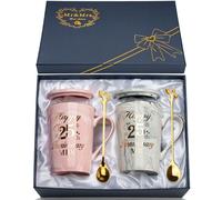 25th Anniversary Wedding Gifts, Silver Wedding Gifts Anniversary 2PCS Happy 25th Anniversar-y Mr Mrs Gift-s Marble Ceramic Cups Set 14oz, Silver Anniversar-y Couple Gift-s for Parents, Grandparents