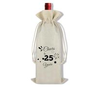 25th Anniversary Wine Bag Gifts for Couple 25th Wedding Anniversary Wine Bottle Bag Gifts For Husband Wife Parents Friend Unique Happy 25Anniversary Decorations for Women Men