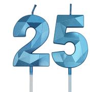 25th Birthday Candles, Blue Number 25 Candle,Birthday Cake Candles, Birthday Candle for Cake, Cake Candles Cake Topper Decorations for Birthday Party, Wedding, and Anniversary Supplies