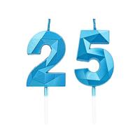 25th Birthday Candles, Blue Number Candles Birthday Decoration, Happy Birthday Cake Toppers, for Birthday Parties Weddings Company Anniversaries (Blue, 25)