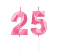 25th Birthday Candles, Pink Number Candles Birthday Decoration, Happy Birthday Cake Toppers, for Birthday Parties Weddings Company Anniversaries (Pink, 25)