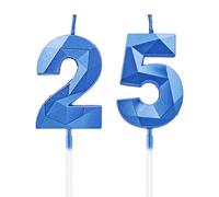 25th Birthday Candles，Sapphire Blue Number Candles Birthday Decoration, Happy Birthday Cake Toppers, for Birthday Parties Weddings Company Anniversaries