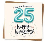 25th Birthday Card, Bold Balloon Design