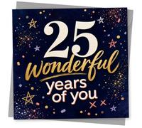 25th Birthday Card for Her, Bold Stars Confetti Design