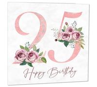 25th Birthday Card for Women - Floral 25th Birthday Cards for 25 year old woman twenty five, twenty fifth Ladies Mum Sister Aunt Niece Daughter