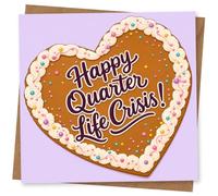 25th Birthday Card, Happy Quarter Life Crisis Card, Funny Heart-Shaped Cookie Style Birthday for Friend, Daughter, Sister or Adult Turning 25