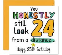 25th Birthday Cards for Men Women - From a Distance - Happy Birthday Card for 25 Year Old Man Woman Auntie Brother Friend Son, 145mm Bday Greeting Cards