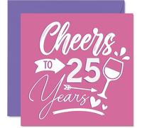 25th Birthday Cards for Women - Cheers - Happy Birthday Card for 25 Year Old Woman Niece Auntie Friend Daughter, 145mm Bday Greeting Cards