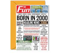 25th Birthday Cards for Women Men - Born In 2000 Newspaper - Happy 25 Birthday Card for Daughter Son Cousin Vintage Retro Back In 2000, 5x7 Inch Bday Greeting Cards