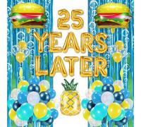 25th Birthday Decorations, 25 Years Later letter Balloons Set for Ocean Theme Party,Birthday Decor,Mermaid,Baby Shark,with Hamburger Balloons