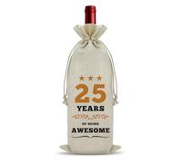 25th Birthday Gifts Wine Bag Happy 25 Year Old Birthday Decorations for Her Him Wine Bottle Decoration Bag Turning 25 Gifts for Colleague Friends Party Favors