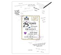25th Birthday Party Guest Book Poster - Table Centerpiece Decoration Banner for Women or Men Turning 25 years old - Sweet Guest Book Alternative - Size A3 Art Anniversary Keepsake Sign for Wishes