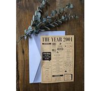 25th Birthday & Silver Wedding Anniversary Card Year 2001 Fun Facts | Unique 25th Birthday or 25th Anniversary Card for Him or Her | Nostalgic Greeting Card A5 Size 300gsm Recycled Card with Envelope