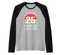25th Birthday Vintage Legendary Limited Edition Retro B-Day Raglan Baseball Tee