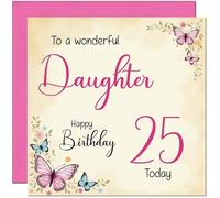 25th Daughter Birthday Card - Beautiful Butterfly Floral Daughters Birthday Card for 25 Year old twenty five, twenty fifth