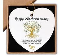 25th for Couple Happy 25th Anniversary Ornament Keepsake Sign Heart Plaque Anniversary Romantic Couple Wedding Engagement Gifts for Her Him Wife Husband