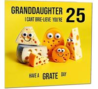 25th Granddaughter Birthday Card - Cheese Pun Funny Granddaughers Birthday Card for 25 Year old twenty five, twenty fifth