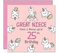 25th Great Niece Birthday Card - Funny Cat Cute Great Niece's Birthday Card for 25 Year old twenty five, twenty fifth