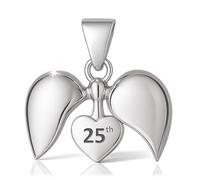 25th Love Heart Pendant Charm Bead 925 Sterling Silver for Pandora Moments Bracelets & Necklace - 25 Her Girls Women - Happy Birthday Gift Box