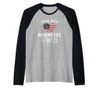 25th May Memorial Day American Flag Heart Tribute Raglan Baseball Tee