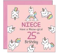 25th Niece Birthday Card - Funny Cat Cute Niece's Birthday Card for 25 Year old twenty five, twenty fifth