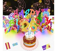 25th Pop-Up Musical Birthday Card, Blowable LED Candle for Women and Men