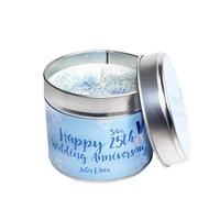 25th Silver Wedding Anniversary Candle Tin/Personalised SOYA Wax/Handmade to Order Daily