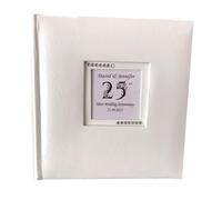 25th Silver Wedding Anniversary Photo Album, White Leather, Personalised, 30 x 25 cm
