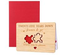 25th Wedding Anniversary Card for Husband, Love Gifts for Wife, Classy Silver Wedding Anniversary Card for Couples Celebrating 25 Years of Marriage,Made of Bamboo,Unique Design