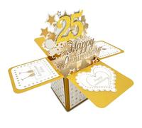 25th Wedding Anniversary Card, Funny 3d Pop Up Card with Small Card and Envelope, Silver Wedding Anniversary Card for Wife, Husband