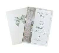25th Wedding Anniversary Card - Silver 25 Year Twenty Fifth Anniversary Greeting Card Personalised Wife Husband Parents Couple - A5 Card - Colour Choice - LUXURY BOW (Wife Lux Bow 25th)