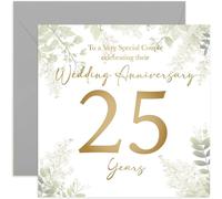 25th Wedding Anniversary Card - Twenty-Five Year Anniversaries - Gift for Special Couple Celebrating - Twenty-Fifth Wedding Anniversary - Eucalyptus Botanical Design
