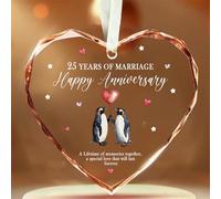 25th Wedding Anniversary Ornament, 25th Anniversary Wedding Gift, 25 Years As Mr. & Mrs. Christmas Glass Ornament Gift, Valentines Day Gift for Couple Husband Wife Married Parents Grandparents Friends