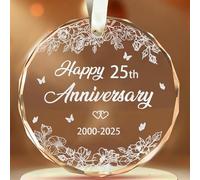 25th Wedding Anniversary Ornament, 25th Anniversary Wedding Gift, 25 Years As Mr. & Mrs. Gift for 25 Years Couple Husband Wife Married Parents Grandparents Friends 2025 - Glass Ornament 3"