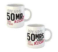 25th Wedding Anniversary Personalised Gifts for Couple - 25 Years Celebration Mr and Mrs Customised Mugs Set for Dad and Mum - Set of 2