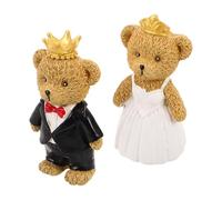 25th Wedding Anniversary Romantic Resin Bear Statues 2pcs Cake Topper Featuring Flower Arrangement Accents Wedding Decorations and Engagement and Valentines Party Decorations