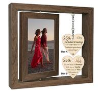 25th Wedding Anniversary Wood Photo Frame Gifts Silver Anniversary for Couple Wife Husband (Display Two 15x10 CM)